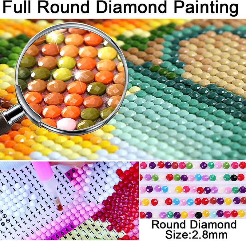 MBNTJHT Christmas Night Diamond Painting  DIY 5D Diamond Painting Kits for Adults Full Drill  Christmas Tree with Moon Diamond Painting Well Decor 28x16 inch - Image 5